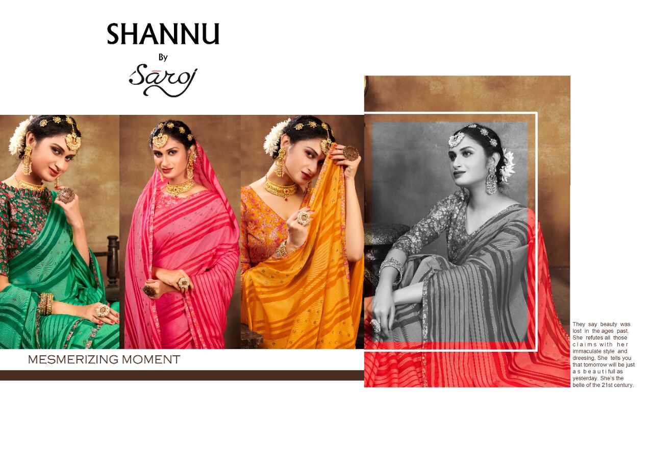 Saroj Shannu Fancy Ethnic Wear Georgette Designer Printed Saree Collection